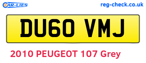DU60VMJ are the vehicle registration plates.