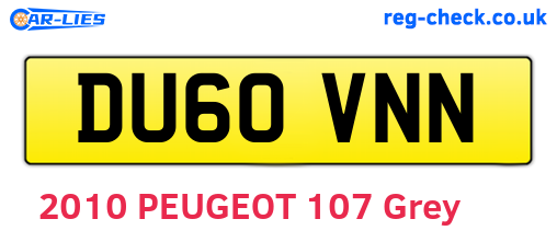 DU60VNN are the vehicle registration plates.