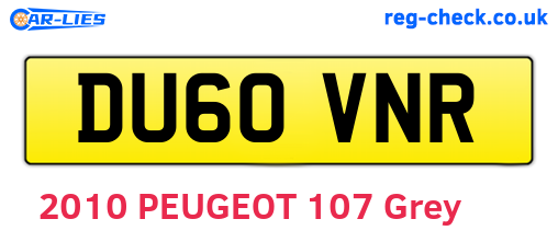 DU60VNR are the vehicle registration plates.