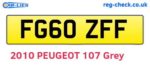 FG60ZFF are the vehicle registration plates.