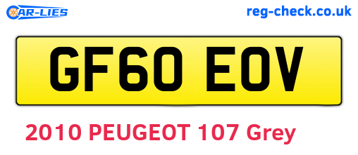 GF60EOV are the vehicle registration plates.