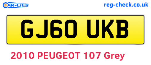 GJ60UKB are the vehicle registration plates.