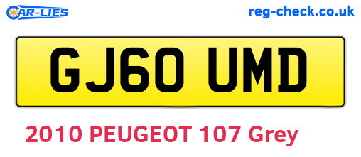 GJ60UMD are the vehicle registration plates.