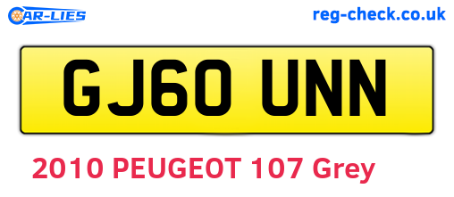 GJ60UNN are the vehicle registration plates.