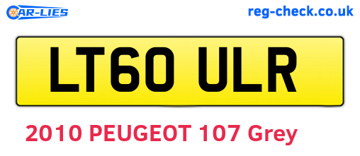 LT60ULR are the vehicle registration plates.