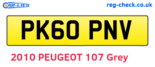 PK60PNV are the vehicle registration plates.