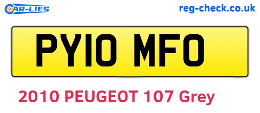 PY10MFO are the vehicle registration plates.