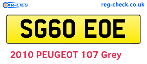 SG60EOE are the vehicle registration plates.