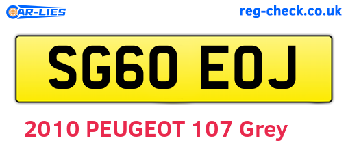 SG60EOJ are the vehicle registration plates.