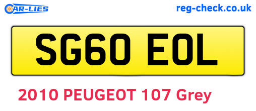 SG60EOL are the vehicle registration plates.