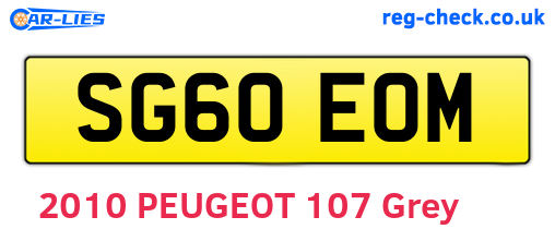 SG60EOM are the vehicle registration plates.