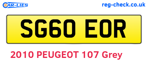 SG60EOR are the vehicle registration plates.