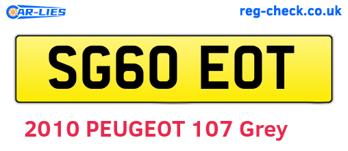 SG60EOT are the vehicle registration plates.