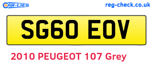 SG60EOV are the vehicle registration plates.