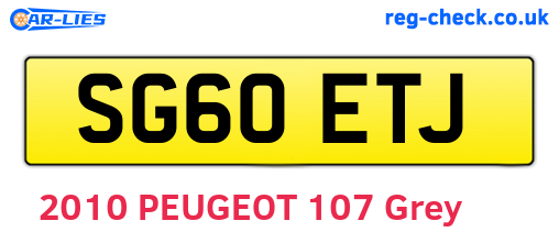 SG60ETJ are the vehicle registration plates.