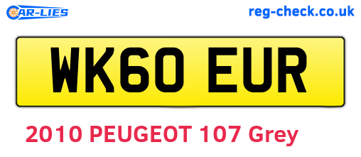 WK60EUR are the vehicle registration plates.