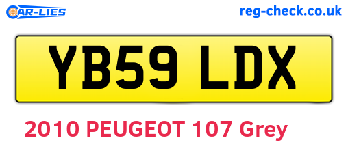 YB59LDX are the vehicle registration plates.