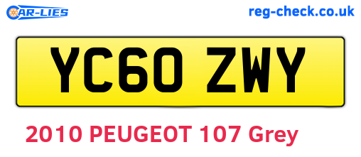 YC60ZWY are the vehicle registration plates.