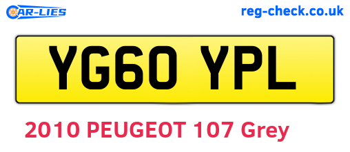 YG60YPL are the vehicle registration plates.