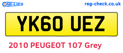 YK60UEZ are the vehicle registration plates.