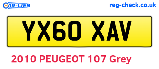 YX60XAV are the vehicle registration plates.