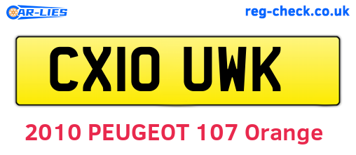 CX10UWK are the vehicle registration plates.