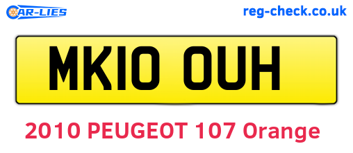 MK10OUH are the vehicle registration plates.