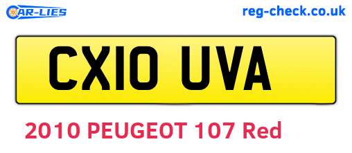 CX10UVA are the vehicle registration plates.