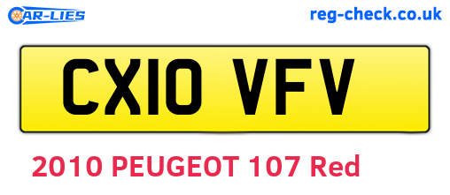 CX10VFV are the vehicle registration plates.