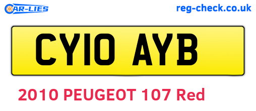 CY10AYB are the vehicle registration plates.