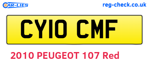 CY10CMF are the vehicle registration plates.