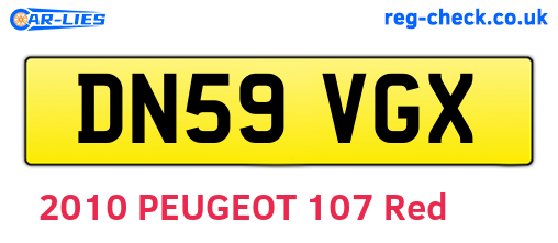 DN59VGX are the vehicle registration plates.