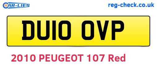 DU10OVP are the vehicle registration plates.