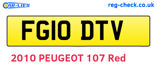 FG10DTV are the vehicle registration plates.