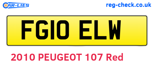FG10ELW are the vehicle registration plates.