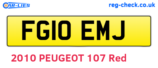 FG10EMJ are the vehicle registration plates.
