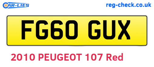 FG60GUX are the vehicle registration plates.