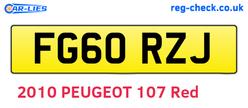 FG60RZJ are the vehicle registration plates.