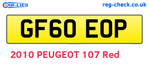 GF60EOP are the vehicle registration plates.