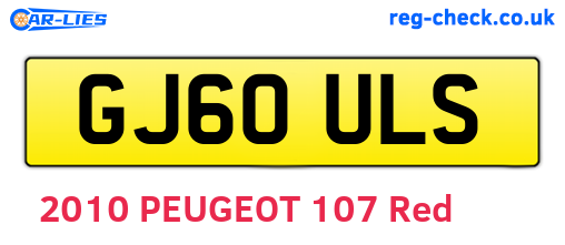 GJ60ULS are the vehicle registration plates.