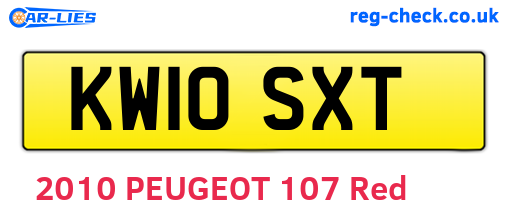 KW10SXT are the vehicle registration plates.