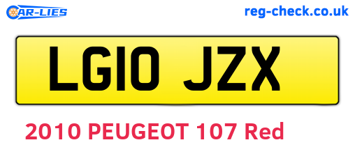 LG10JZX are the vehicle registration plates.