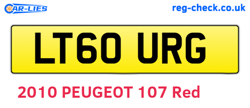 LT60URG are the vehicle registration plates.