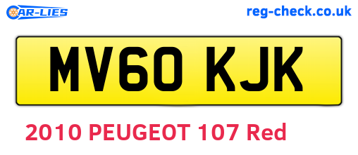 MV60KJK are the vehicle registration plates.