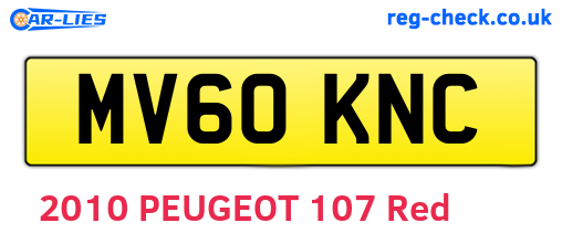 MV60KNC are the vehicle registration plates.