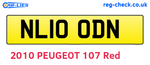 NL10ODN are the vehicle registration plates.