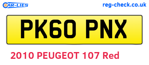 PK60PNX are the vehicle registration plates.