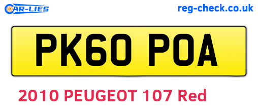 PK60POA are the vehicle registration plates.