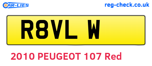 R8VLW are the vehicle registration plates.