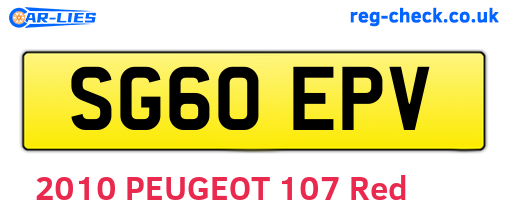 SG60EPV are the vehicle registration plates.